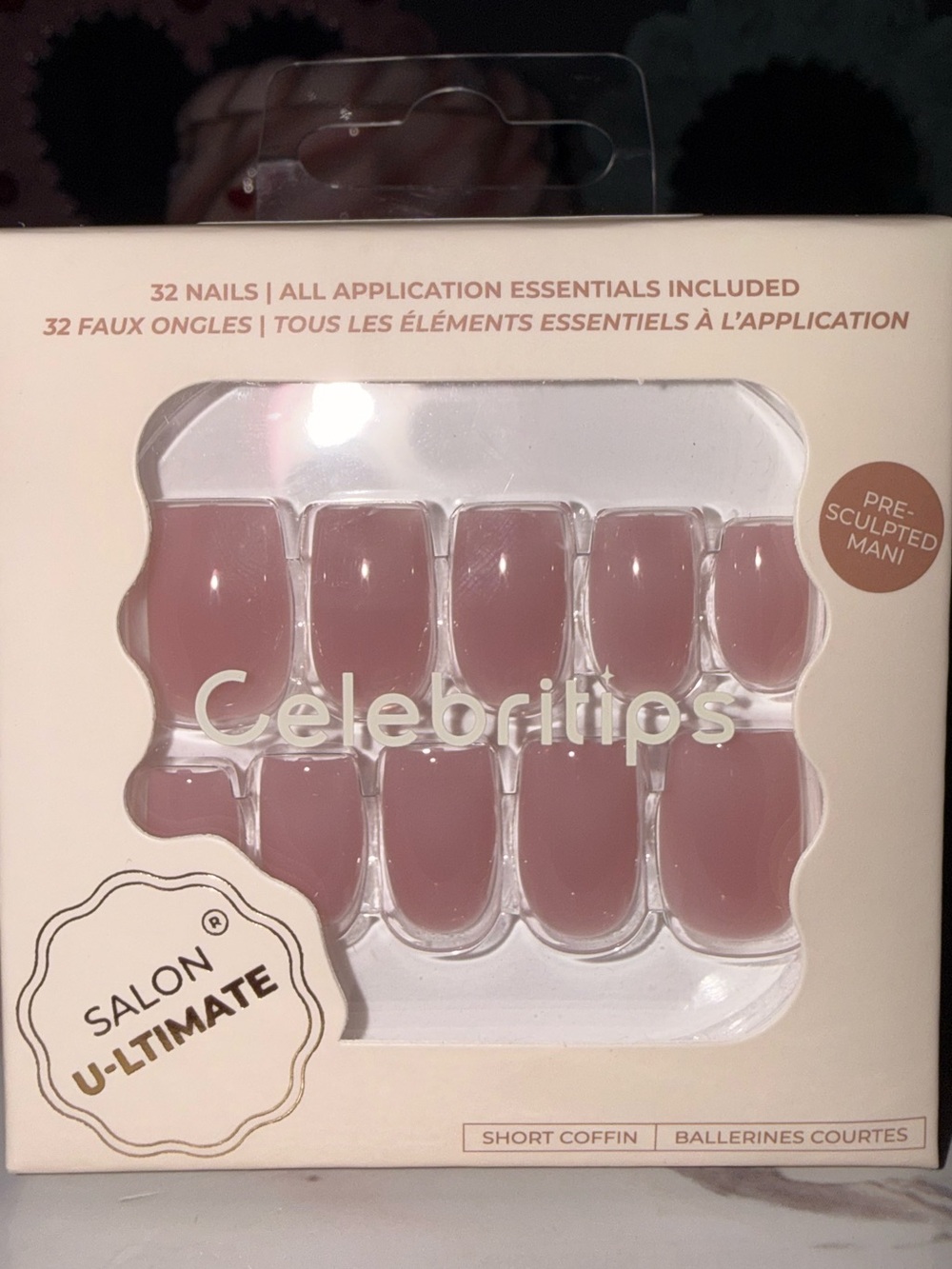 Celebritips Salon U-Ltimate Short Coffin False Nails - Pink